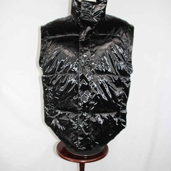 OFFLINE Aerie Women's Shiny Puffer Vest Black Sleeveless Layering Oversized XS - Picture 1 of 10